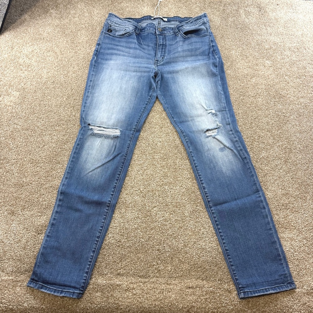 KanCan Maurices Womens Blue Distressed Skinny Jeans 30 Medium Wash Grayed